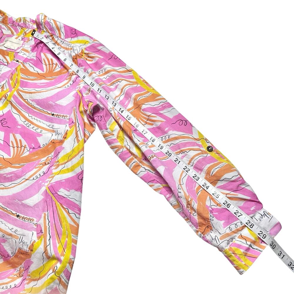 Vera for Anthropologie | Women | Pink Tropical Confetti Midi Shirt Dress | XL - Picture 6 of 12